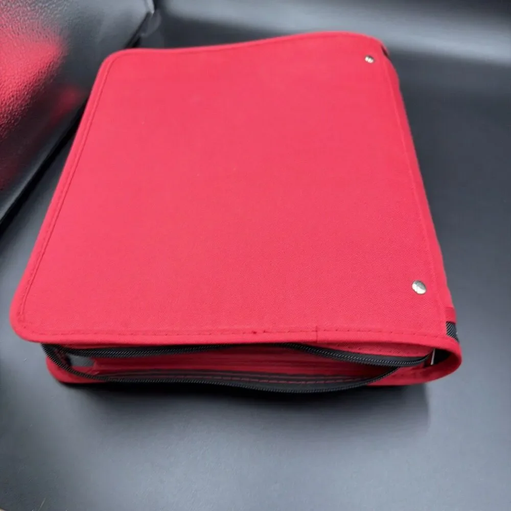 Mead Five Star Trapper Keeper Binder Red And Black Zip Up. 3 Zippers:3 Files.New